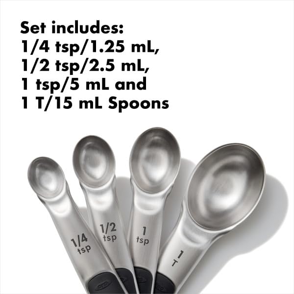OXO Good Grips 4 Piece Stainless Steel Measuring Spoons with Magnetic Snaps - size: 4 count, style: Spoons