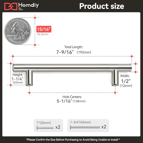 homdiy 15Pack 5in Cabinet Pulls Brushed Nickel Cabinet Handles Nickel Pulls Modern Cabinet Hardware, Stainless Steel Kitchen Cabinet Handles Drawer Pulls - color: Brushed Nickel, size: 5in hole centers