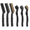 VASTOOLS Wire Brushes Pack of 6. for Cleaning Welding Slag, Rust and Dust. 9" and 6-3/4" Brass, Nylon, Stainless Steel Brushes with Rigid Handle - size: 6.75" 9"