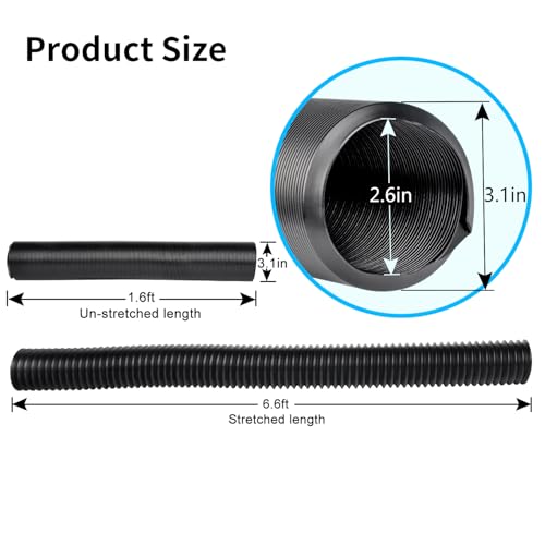 Prestantious 6.6ft Extra Extension Flexible Pipe for Our 3.1" OD Pipe - color: 1 Extra Pipe, Black