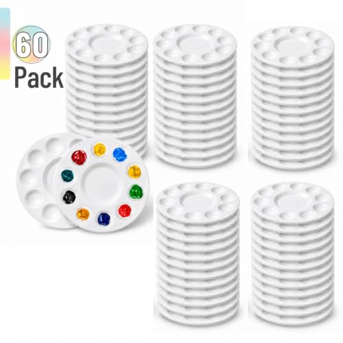 Mr. Pen- Bulk Round Paint Tray Palettes, 60 Pack, White Plastic Palettes - size: 60 Pack