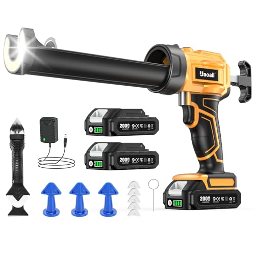 Electric Caulking Gun, Cordless Caulk Gun with 2x 2.0Ah Batteries - color: Yellow