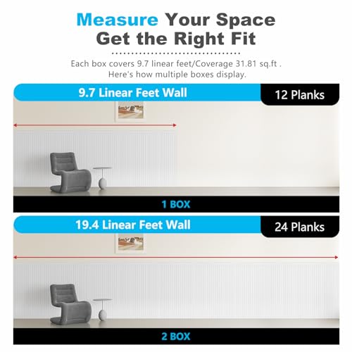 Art3d Beadboard Wainscoting Wall Panel Kit, 37.8 x 9.84 Inch, Matte White | 12-Piece Panels + 4 Edge Trims, 31 Sq.Ft. Coverage, Lightweight, Water-Resistant, Easy to Trim, for Living Room, Bedroom - color: Matte White