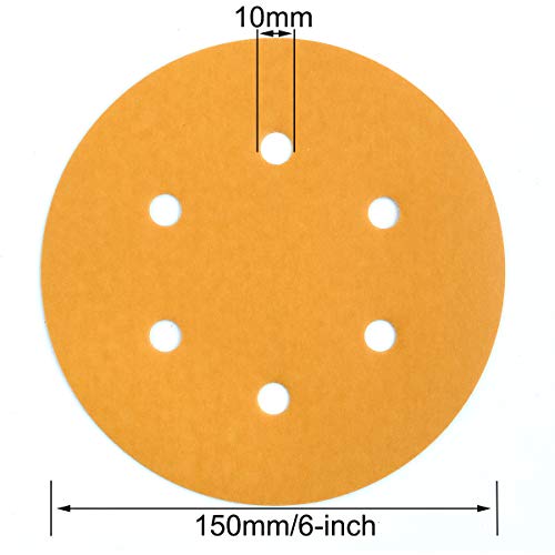 6-Inch 6-Hole Hook and Loop Gold Sanding Discs 800-Grit, 100-Pack - style: 800 Grit
