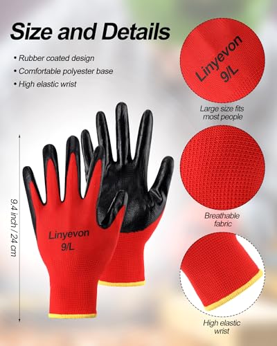 Maxcheck PU Coated Work Gloves Bulk Pack - color: Red, size: Large