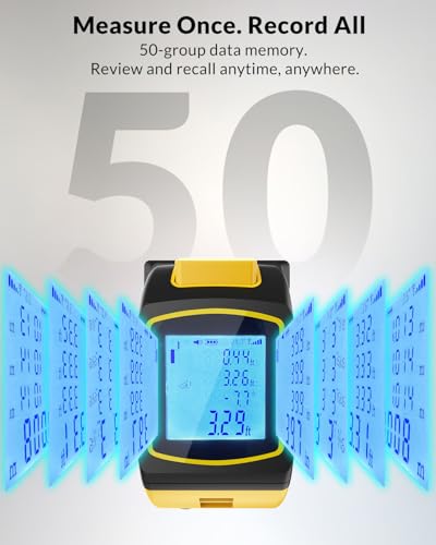 TEPU Laser Tape Measure 4-in-1, 197FT Laser Distance Meter with 16FT Tape - color: Yellow-black