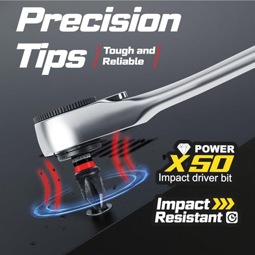 GEINXURN Mini Ratchet Wrench Set, 72 Teeth Ratchet Wrench For Tight Spaces, Locking Bit Holder, Change Adapter and Mini Socket Ratchet Comes in a Push-Pull Tin Case, Ideal for Repair and DIY projects - size: 16