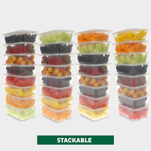 Freshware Food Storage Containers [50 Set] 25 oz Plastic Deli Containers with Lids, Slime, Soup, Meal Prep Containers, BPA Free, Stackable, Leakproof, Microwave, Dishwasher and Freezer Safe - color: Clear, size: 25 oz - 50-Sets