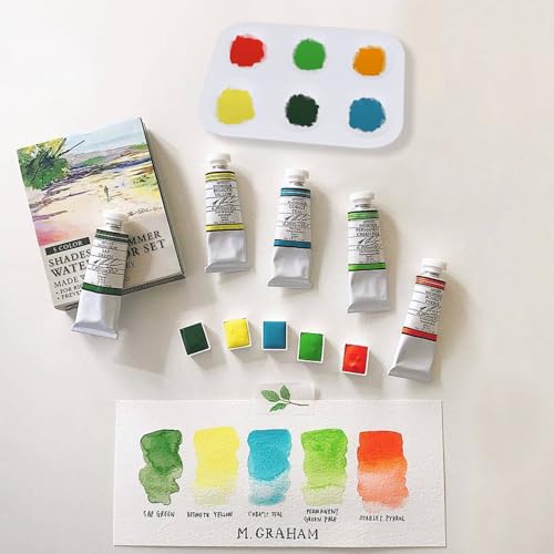 LNAUJS Paint Brush and Paint Tray Palette Set, 10 PCS Nylon Hair Brushes and 1 Pack 6 Well Plastic Paint Palette