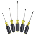 Klein Tools 85445 Screwdriver Set, Made in USA, Slotted, Phillips and Square Tip Drivers, Non-Slip Cushion Grip, 5-Piece - style: 5-Piece Screwdriver Set