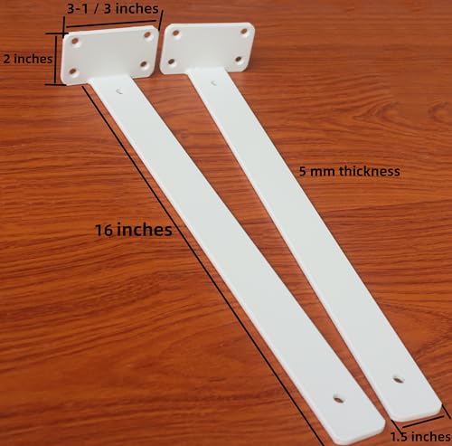 2 Pack - 16 inch White Hidden L Shelf Bracket (1/5 Inch Thicked) Iron Floating Shelf Brackets Rustic Industrial Metal Brackets for Shelf Support - size: 16 Inch, style: White 2 Pack