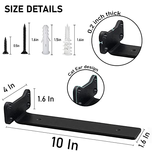 Floating Shelf Brackets Heavy Duty Industrial L Shelf Bracket - 5mm Thick Premium Solid Steel Shelf Supports, Black Rustic Wall Brackets for Shelves - 10 Inch Floating Shelves Hardware (6 Pack) - size: 10 Inch-6 Pack