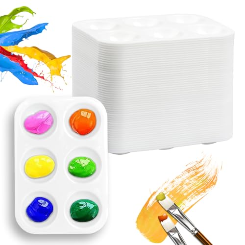 Paint Tray Palettes Plastic Paint Pallets for Kids or Students Watercolor Palette Painting Tray for Painting Party, DIY Craft and Art Painting (50)