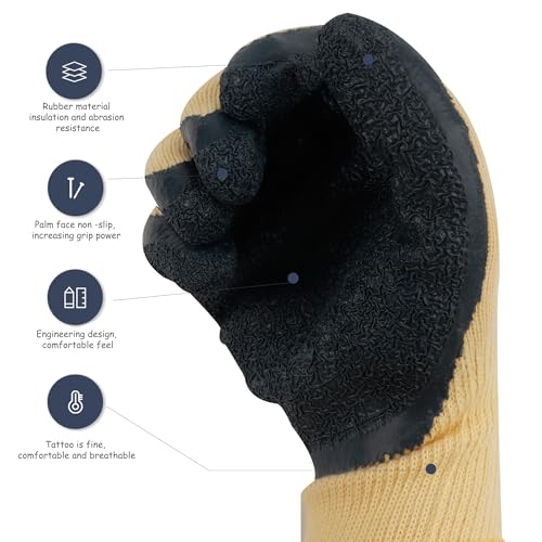 DongChu Insulated Electrician Gloves, 400V Electrical Work Gloves with Non-Slip Grip, Flame Retardant for Home Repair, Outlet Replacement, DIY Projects, Large