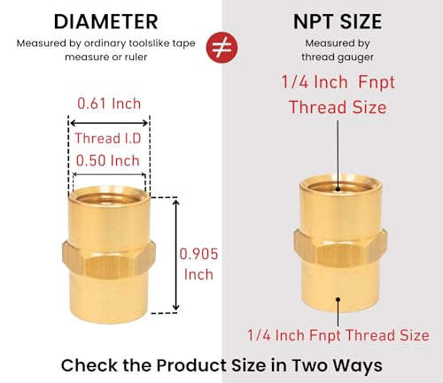 1/4 Inch NPT Female x 1/4 Inch NPT Female Brass Coupling - size: 1/4" x 1/4" NPT Female, style: 4 Piece