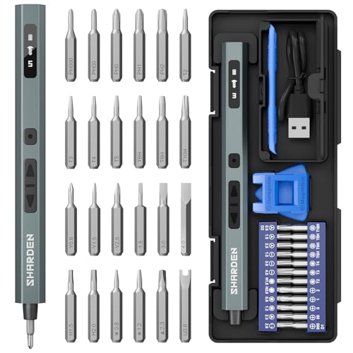 SHARDEN 29 IN 1 Upgraded Mini Electric Screwdriver With 5 Torque(Blue) - color: Upgraded-blue