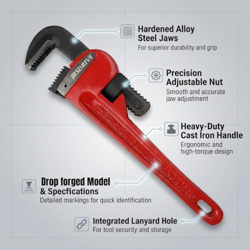1 Piece Pipe Wrench 24 inch Heavy Duty Adjustable Plumbing Wrench Construction & Heavy-Duty Applications for Industrial & Professional Use E-2049 - size: 24 inch