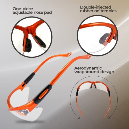 Global Vision Safety Shop Glasses - color: Orange Frame/Clear Lens