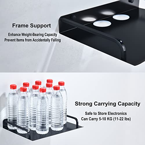 HNVNER Black Floating Media Shelf for Router Streaming TV Box, 12x10 Inch - color: 1 Layer-large-1pcs