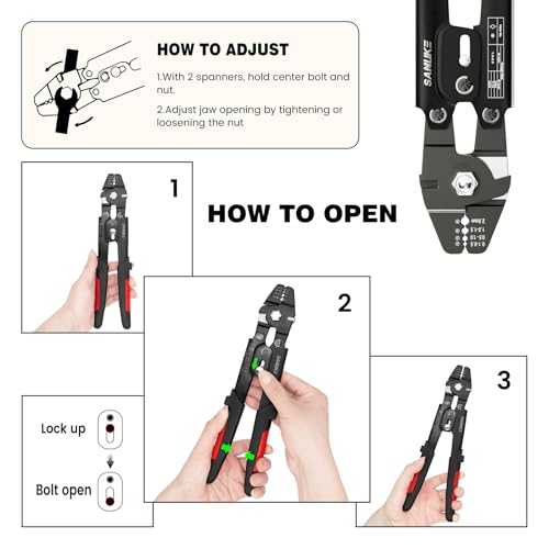 Sanuke Wire Rope Crimping Tool Kit, Swage for 3/64 1/16 5/64 inch Sleeves | Cutter & Crimper Plier with 160pcs Aluminum Crimping Loop Sleeve and 10pcs Stainless Steel Thimble