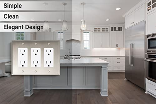 Henne Bery Soft Modern Decorative Wall Plate Switch Plate Outlet Cover (Triple Decorator, Satin Nickel) - style: Triple Decorator