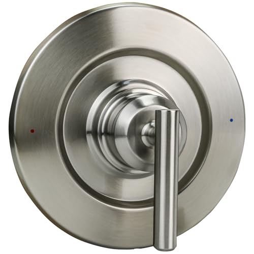 Modoo T2901BN Brushed Nickel Shower Lever Handle Trim Kit, Posi-Temp Valve, 1/2 in Sweat Inlet, NPT Outlet, 2 Ports, Globe Valve, Metal with Nickel Finish, Easy Installation, 1-Year Warranty - color: Brushed Nickel