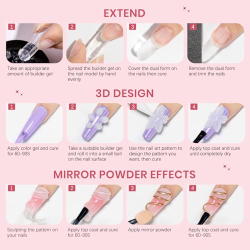 3D Sculpting Gel for Nail Art 3d Gel Nail Art Non Stick Hand | 4 Colors Solid Builder Gel Home Manicure, Nail Salon, Nail Charms, Solid, Extension, Carving, Molding Hard Gel - color: Clear, White, Pink, Pearl White