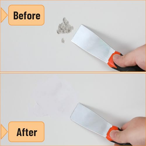 Bates- Paint Scraper Set, 2 Pack, 12 in 1 Painters Tool with 1.5" Stainless Steel Putty Knife, Rubber Handle, Paint Scrapers for Wood, Painters Knife, Paint Scraper for Painting, Metal Scraper