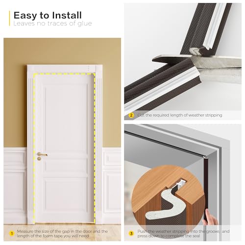 Ravinte Weather Stripping Door Seal, Q-Shaped Kerf Foam Strip, 19.8FT, Brown - color: Brown, size: 19.8FT