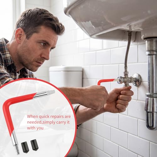 Dual-Ended Faucet Seat Wrench, Carbon Steel Valve Seat Tool with Hex & Square Ends, Universal Stepped & Tapered Faucet Wrench Tool for Installing and Removing Compression Seats