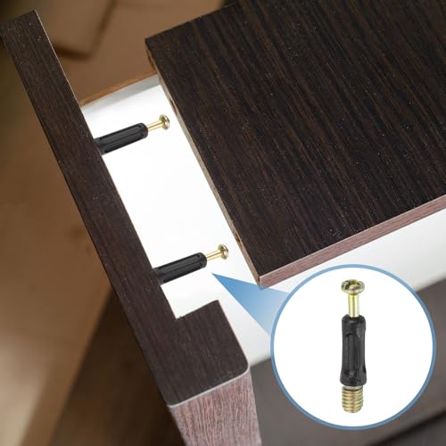 uxcell 30Pcs 35mm Furniture Connecting Fittings, Thread Bolts Dowels Screws, Metal Dowel Fitting Fasteners for Cabinet Drawer and Wardrobe Furniture, Black - size: 35mm
