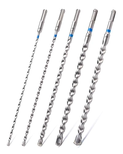toolant SDS Plus Rotary Hammer Drill Bits Assorted Set 5pcs(3/16"-5/8") 12inch,Carbide Tipped 2-Cutter for Concrete,Masonry and Brick - size: 5PCS(3/16"-5/8")(12")