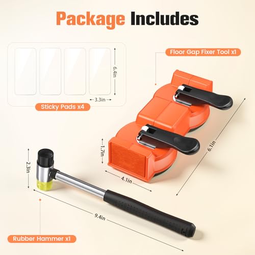 Floor Gap Fixer Tool for Floating Floors, Dual Suction Cups