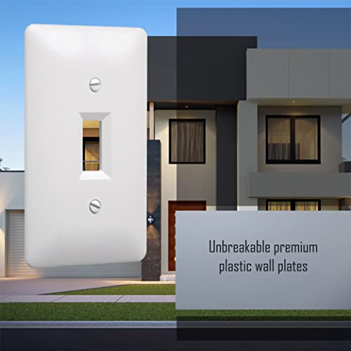 TayMac 4000W Paintable Single Toggle Light Wall Plate Cover, White, 1-Gang - size: 1 Gang, style: Cover