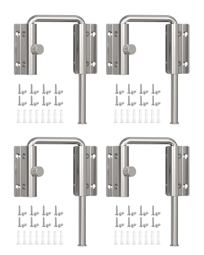 Sliding Door Loop Lock, Security U-Bolt Locks, Silver-4PCS - color: Silver-4PCS