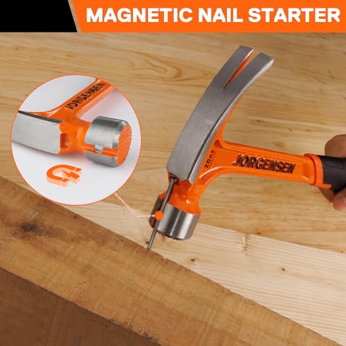 JORGENSEN 20 oz One-piece Forged Rip Claw Hammer with Magnetic Nail Holder - size: 20 oz
