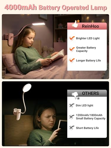 Pink Desk Lamp for Dorm Lamp, 9 Brightness+5 Color Clip on Light, Cute Lamp - color: Pink
