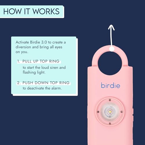 She’s Birdie 3.0 New Version – The Original Personal Safety Alarm for Women by Women–Loud Siren, Flash Light and Rechargeable Battery in a Variety of Colors (Blossom Pink) - color: Blossom Pink