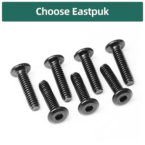 25Pcs M6 Bolts x 12/16/20/25/30mm Flat Head Hex Socket Cap Screws and Bolts Assortment Kit 304 Stainless Steel, Black Oxide Finish Furniture Bolt with Hex Key - size: M6 X 12/16/20/25/30mm
