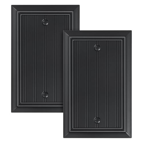 2-Pack Classic Beadboard Natural Bamboo Fiber Single Blank Wall Plate - color: Black, size: 1 Blank 2PK