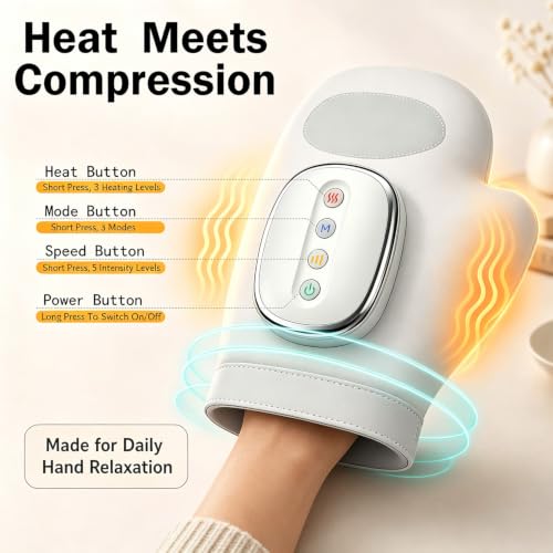 CARYOWN Cordless Hand Massager with Heat and Compression