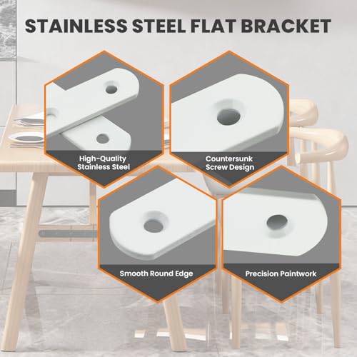 Alise Flat Bracket ,10 Inch White Mending Plate Flat Brace for Wood Shelves - color: White, size: 10 Inch