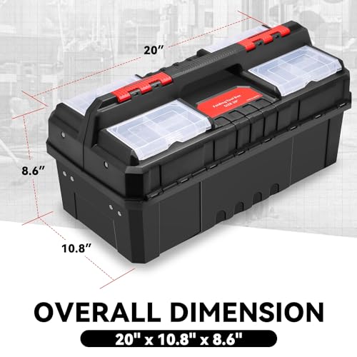 Auto Dynasty Foldable 2-layer Tool Box w/Non-Slip Handle Tray Storage, Red - color: Red, size: 2-Layer