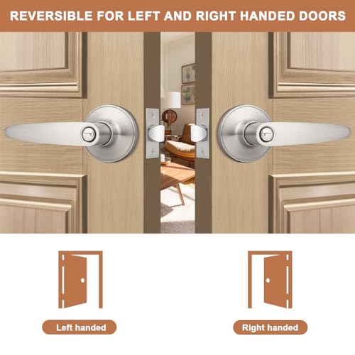 Probrico 20 Pack Privacy Door Levers Door Handles for Bedroom or Bathroom Keyless Leverset, Locked in Side Home/Office Door Lockset,Modern&Durable in Satin Nickel Door Hardware - size: 20 Pack