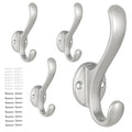 4 Pack Coat Hooks Wall Mount Heavy Duty Utility Retro Double Hooks for Hanging Coats,Hat, Towel, Key, Robe, Scarf, Bag, Cap (Silver) - color: 4 Pack-Silver