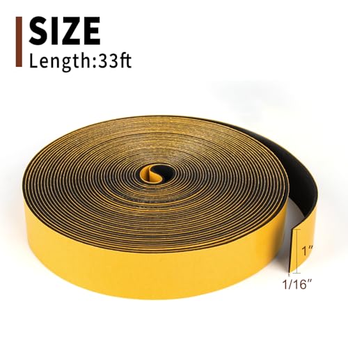 Yotache Neoprene Rubber Foam Tape 1 Inch Wide x 1/16 Inch Thick, 33 Ft - size: 1"x1/16"x33 FT