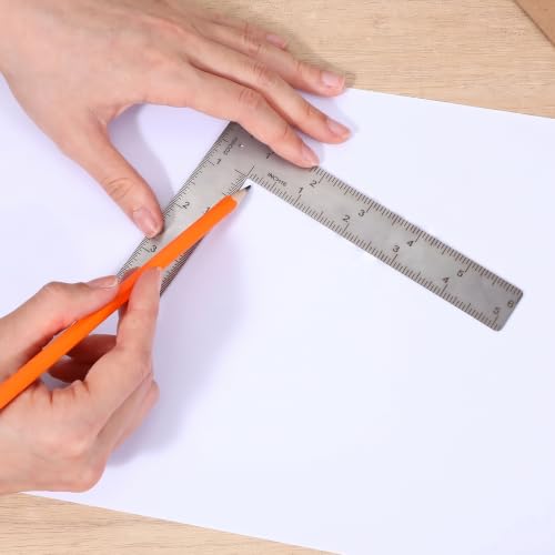 L Shaped Ruler Measuring Tool 6x4 Inch Framing Square Stainless Steel 90 Degree Right Angle Rulers for Engineer Carpenter Woodworker Mini Measuring Tool (Sliver)