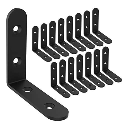 Shelf Brackets Corner Brace Black Steel L Brackets for Shelves Decorative Wall Mount Joint Angle Brackets for Shelf with Screws (3 x 3 Inch-16 Pack) - size: 3x3 Inch-16 pcs