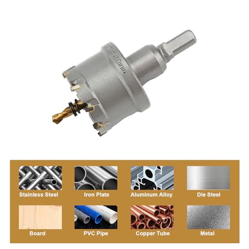 1-3/4'' TCT Hole Saw Kit Tungsten Carbide Tipped Hole Saw Drill Bit with Titanium-Plated Pilot Drill bit for Metal, Stainless Steel, Iron (45MM) - size: 45MM | 1-3/4''