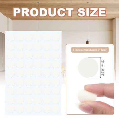 PATIKIL 270 Pieces Screw Hole Stickers, 5 Sheet Self-Adhesive Waterproof PVC Wood Grain Sticker for Screw Holes Wall Cabinets Desk Repairing, White, 21mm/0.83 Inch - color: White